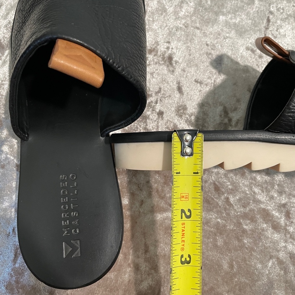 MERCEDES CASTILLO “Teah” Black Pebbled Leather Platform Mules - RARE!!! - Picture 12 of 16